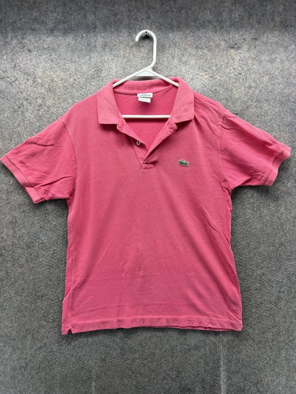 Lacoste Polo Shirt Mens 4 Pink Solid Cotton Knit Short Sleeve Regular Fit